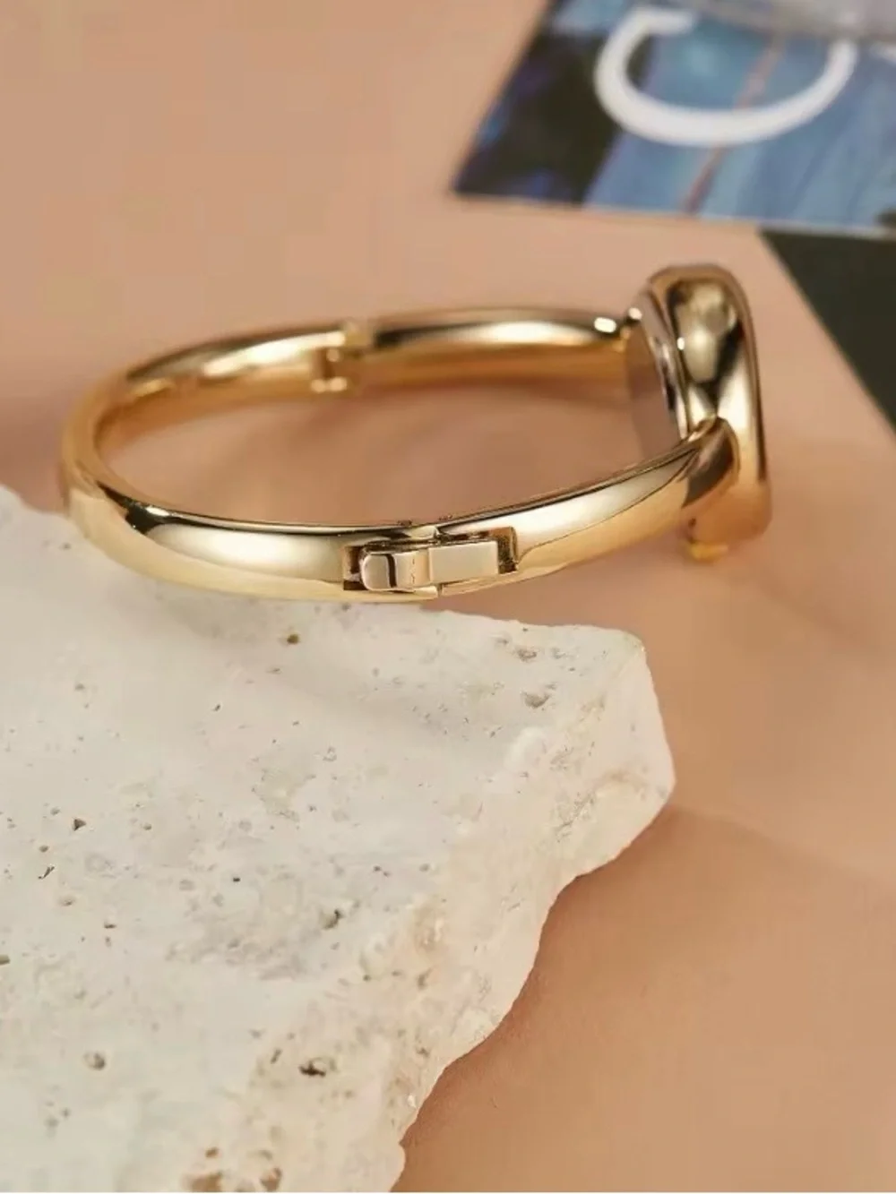 NEW! Elegant Gold-Tone Oval Black Dial Bangle Watch ⌚️ A0-9